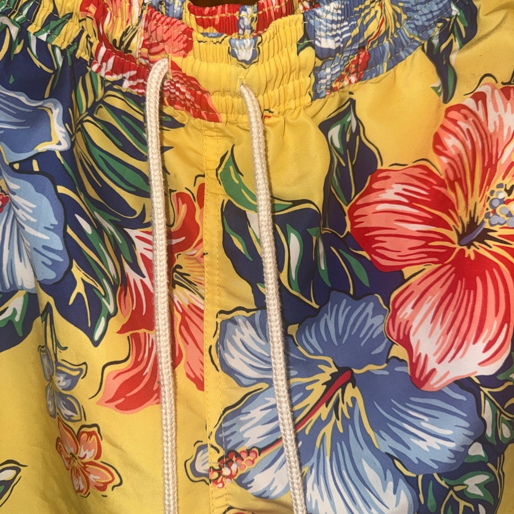 SOLD - Ralph Lauren Yellow Floral Athletic Swim Shorts - Picture 6 of 10